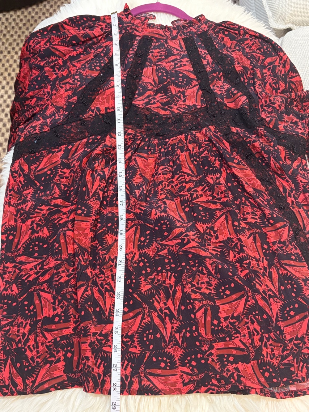 anthropologie bhanuni by jyoti Red And Black Blouse Size L Red Regal Lace - Picture 8 of 9
